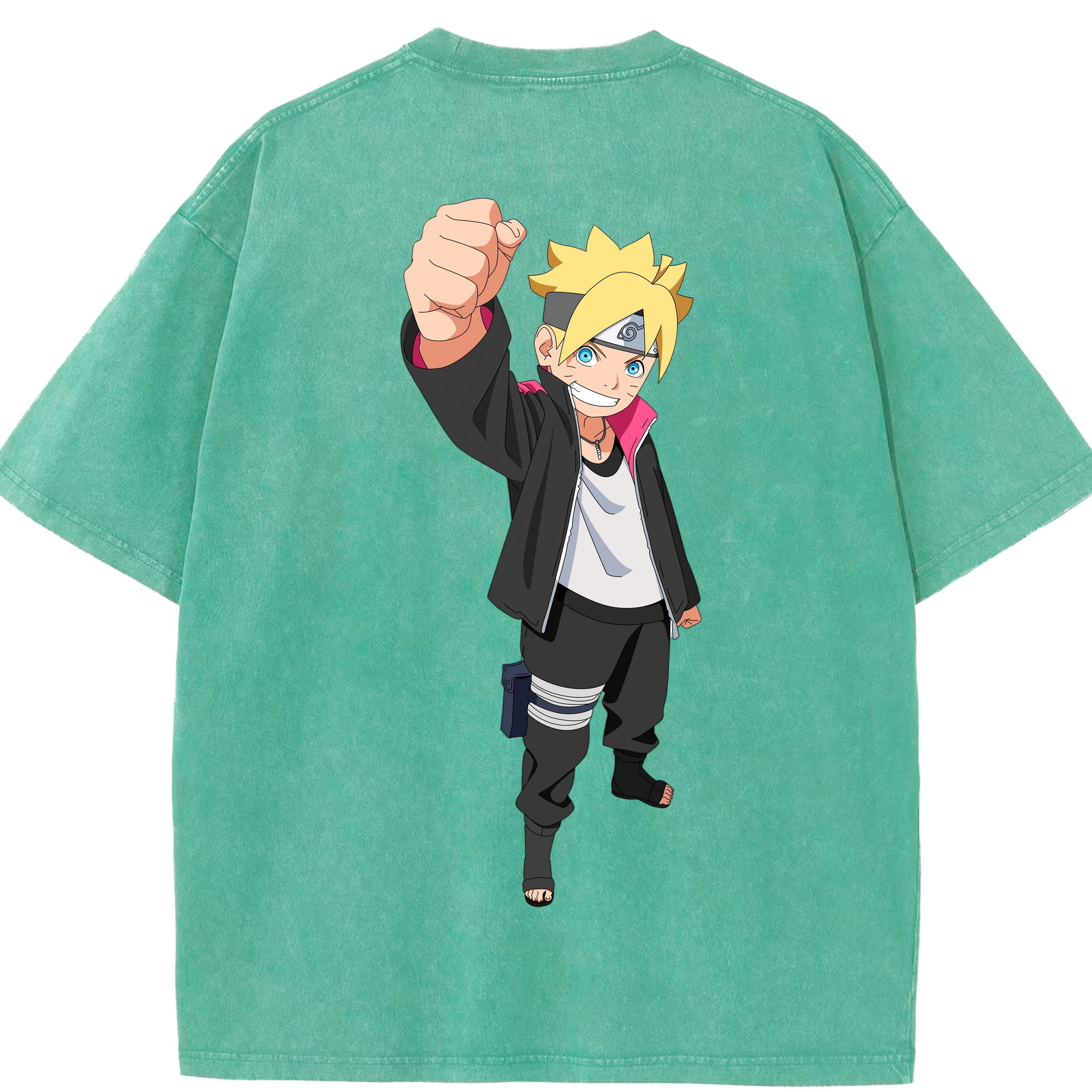 （画像用） NARUTO -ナルト- うずまき ボルト Uzumaki Boruto 綿100% ヴィンテージ風 半袖Tシャツ（背面プリント）